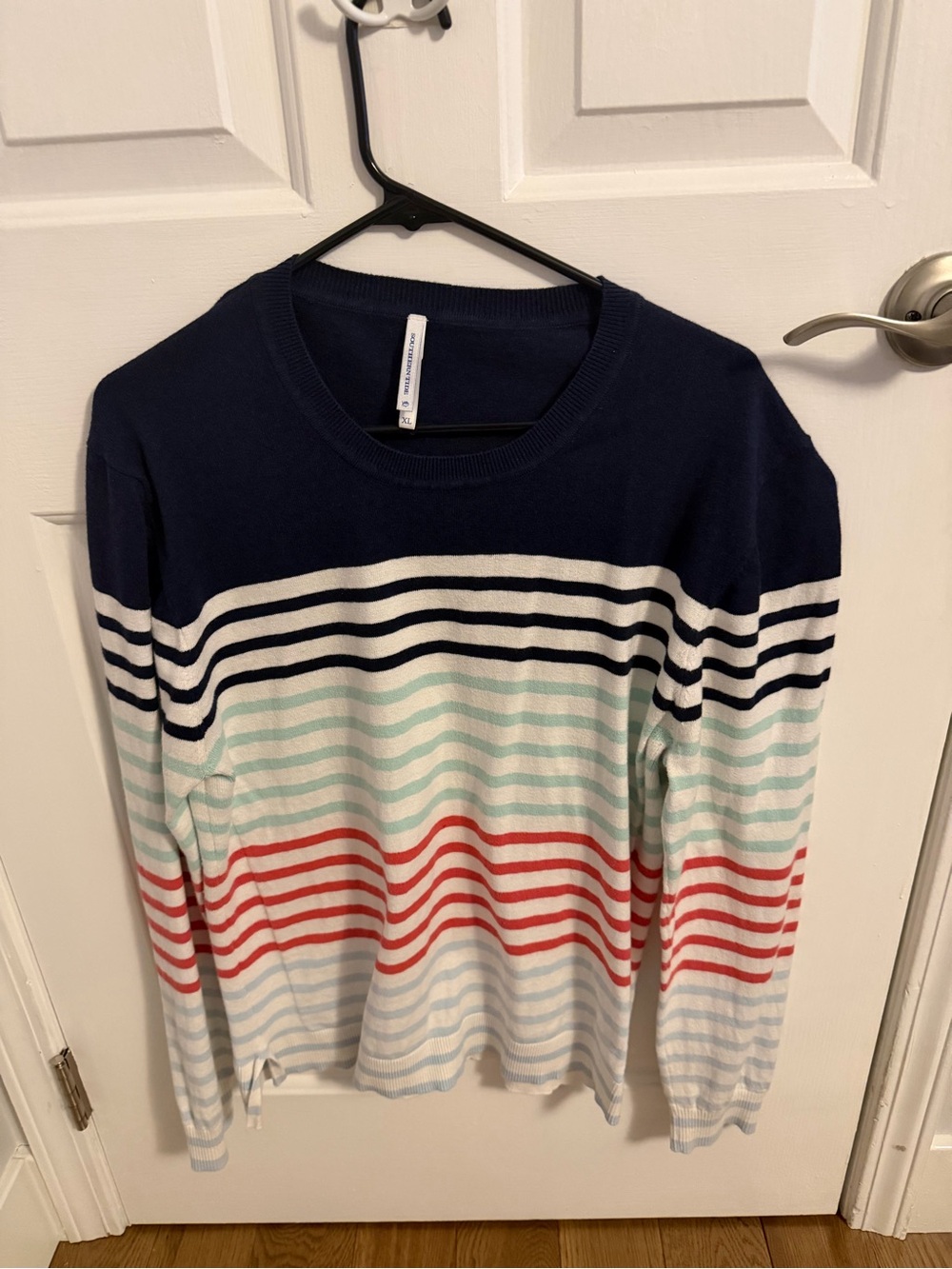 Striped Southern Tide Crewneck Sweater - Navy, White & Red - Sz XL